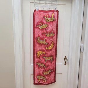 Echo Animal Print Vintage Silk Scarf 15” x 45” Pink Gold On Trend